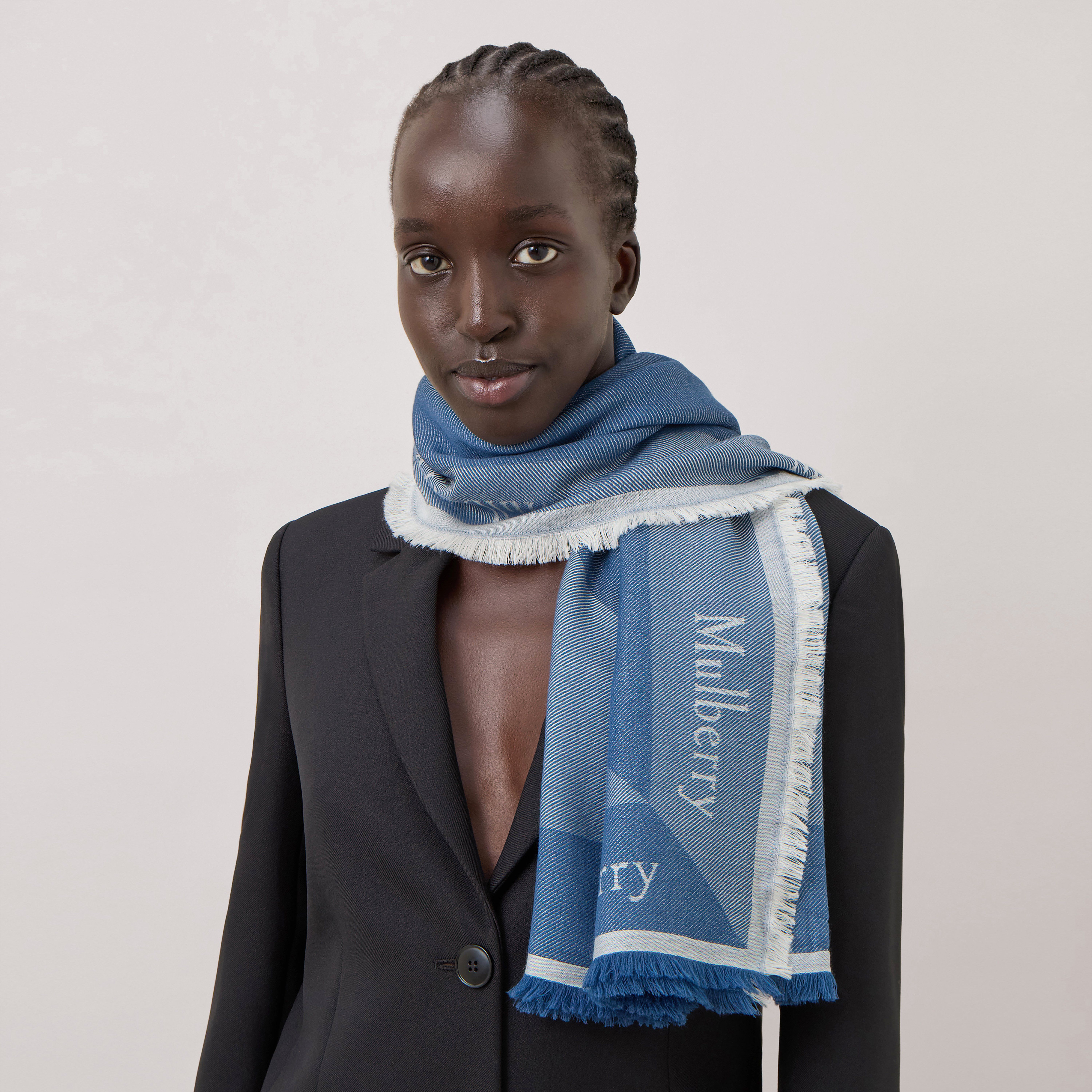 Mulberry Logo Square In Denim Blue