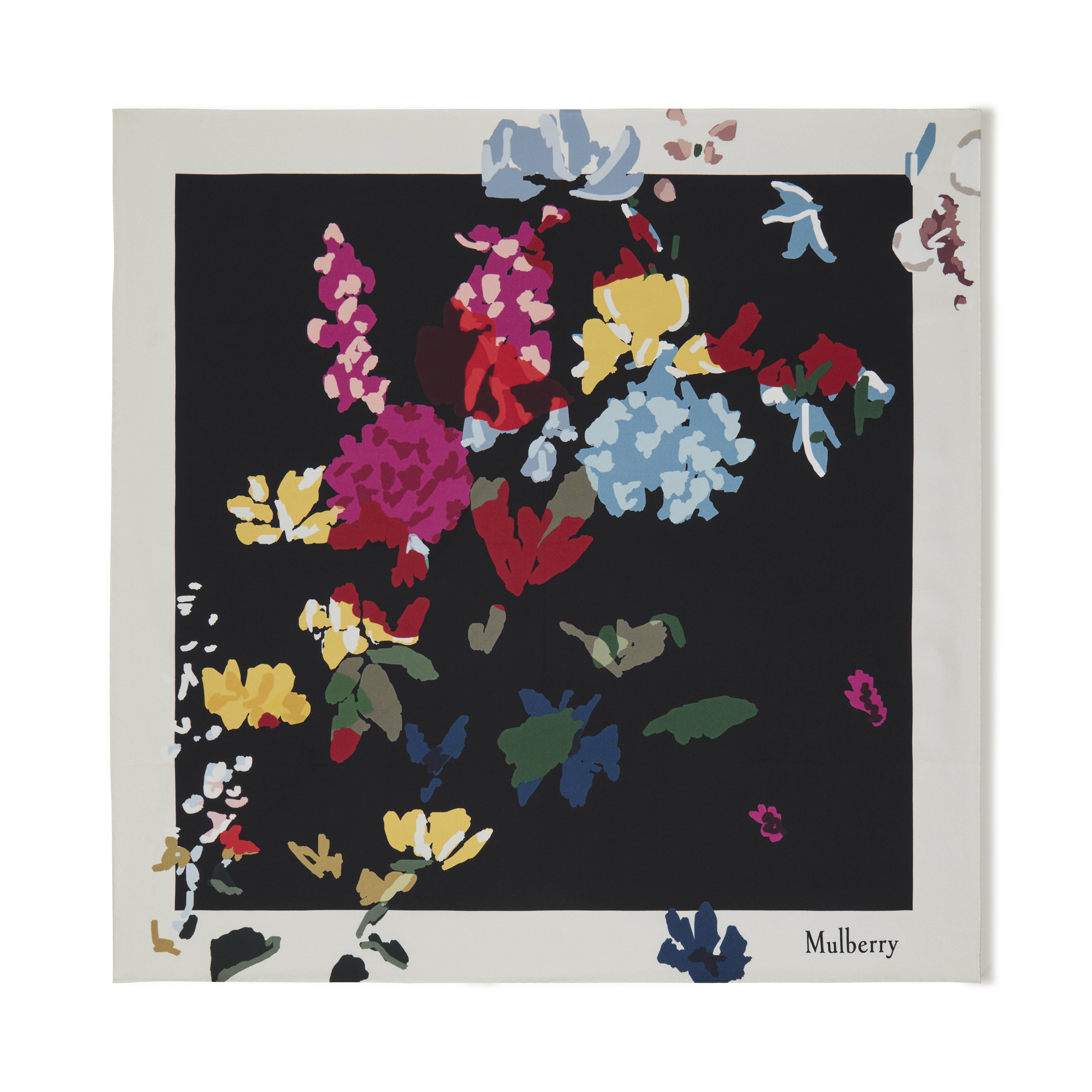 Mulberry Winter Floral Square In Black