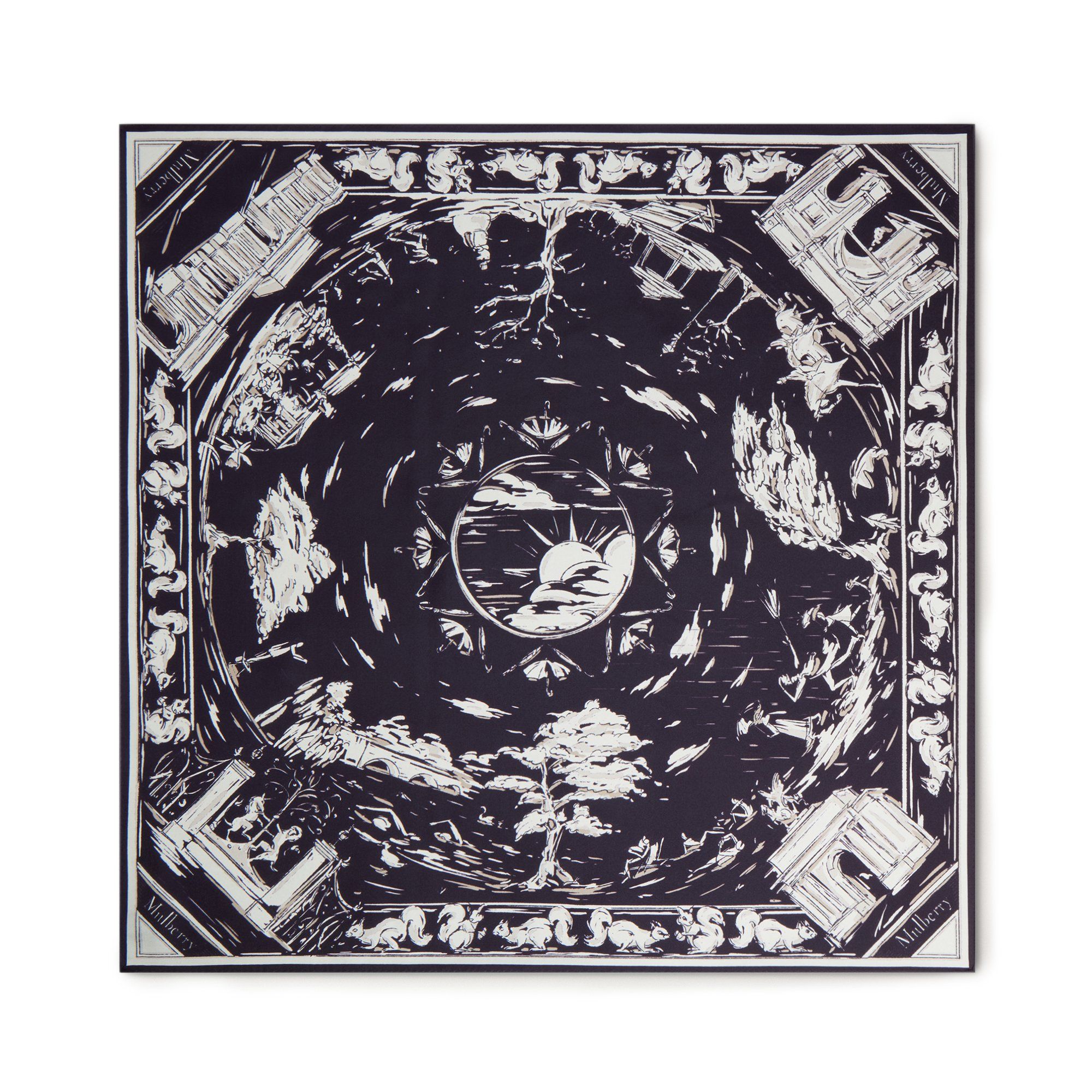 Mulberry Women's Square Scarf - British Park Deep Aubergine