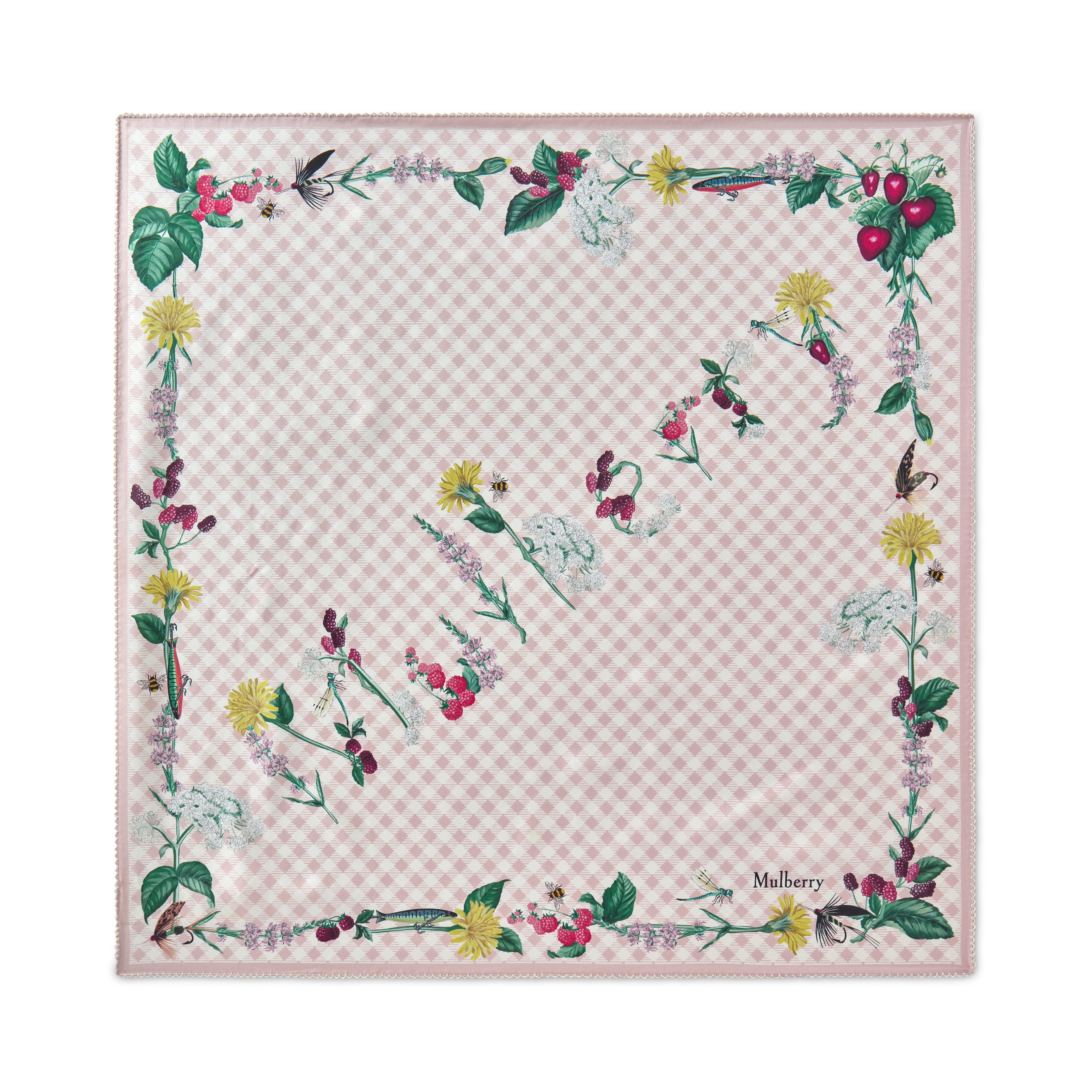 Mulberry Women's Square Scarf - Riverside Floral Blossom Pink