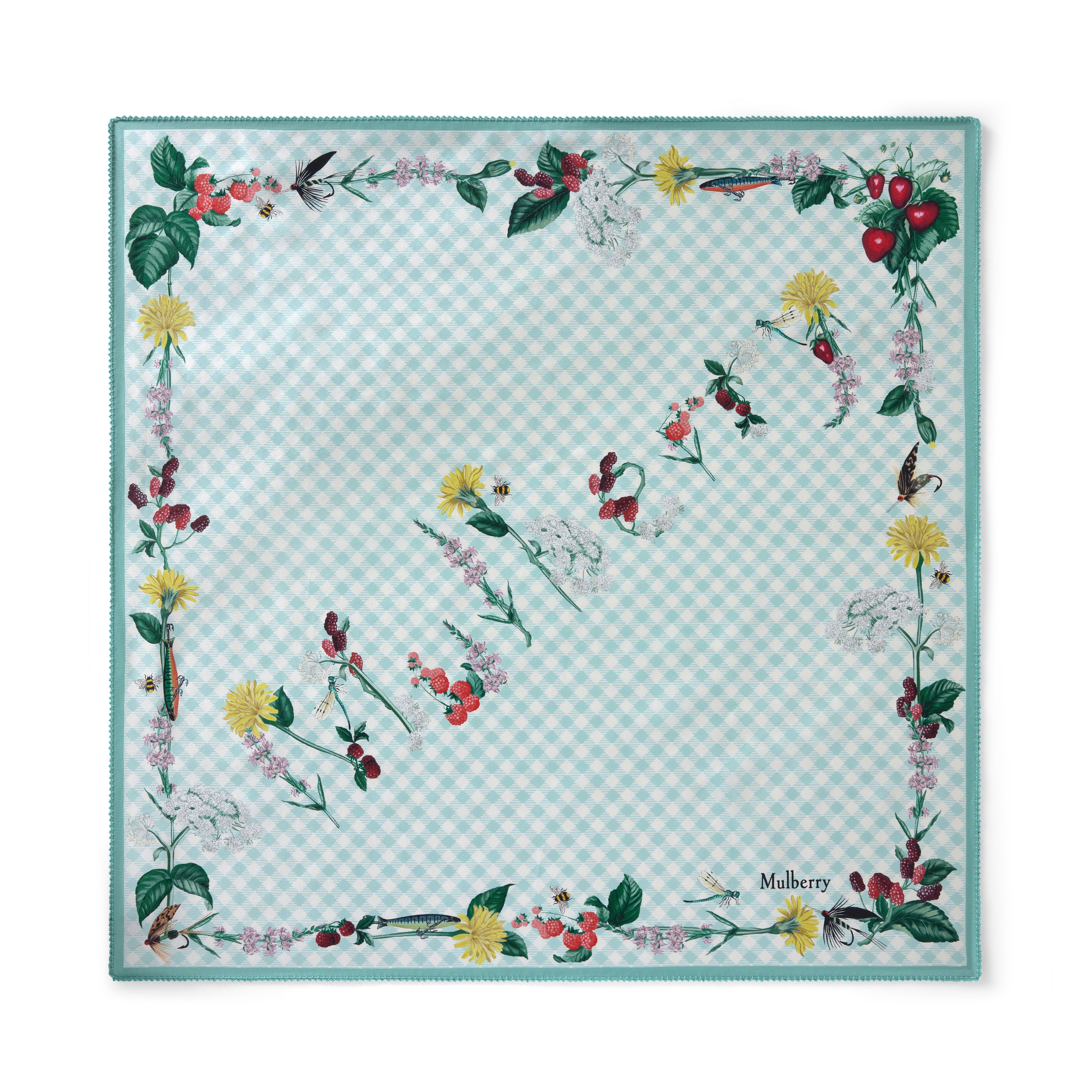 Mulberry Women's Square Scarf - Riverside Floral Marina Blue