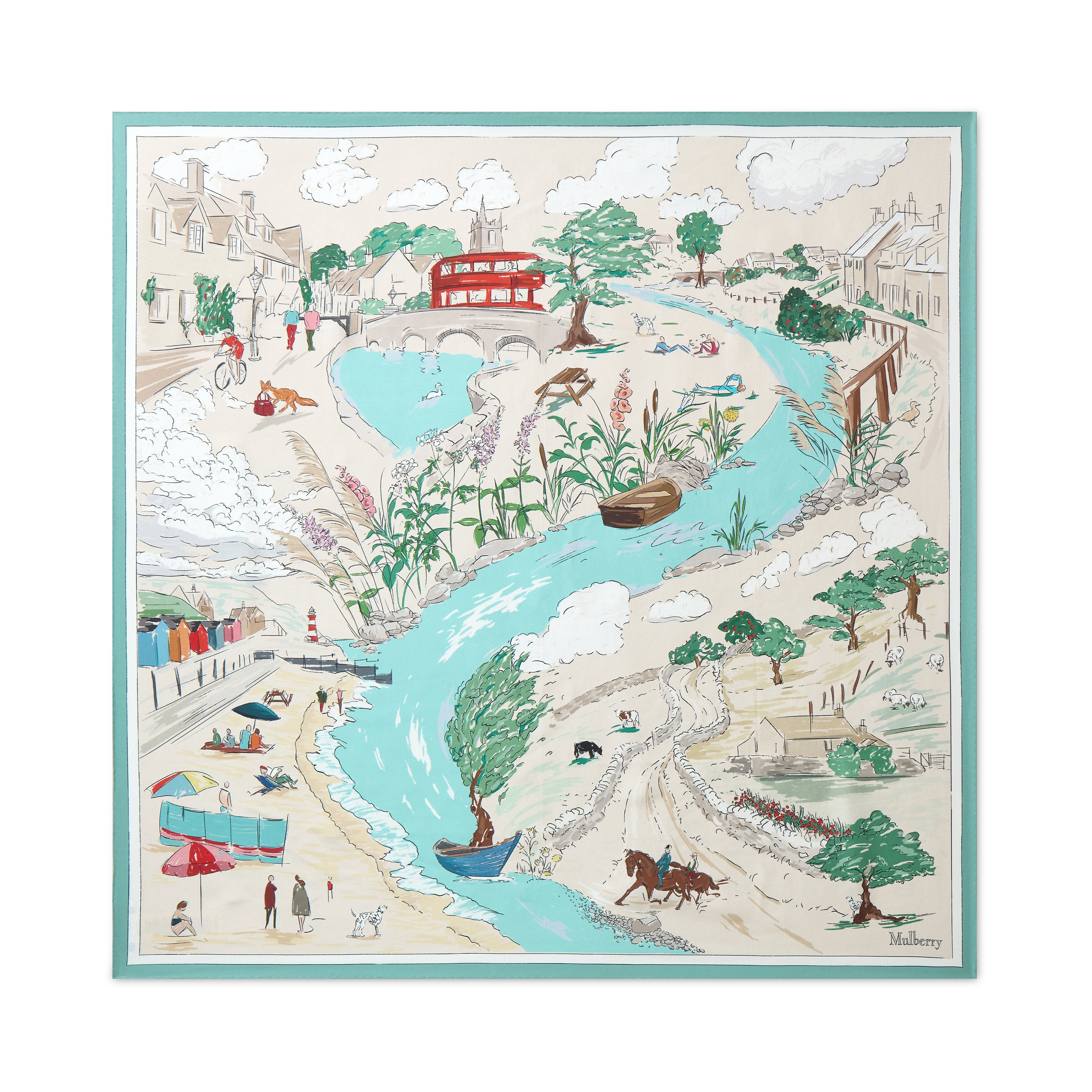 Mulberry Women's Large Square Scarf - Town & Country Multicolour
