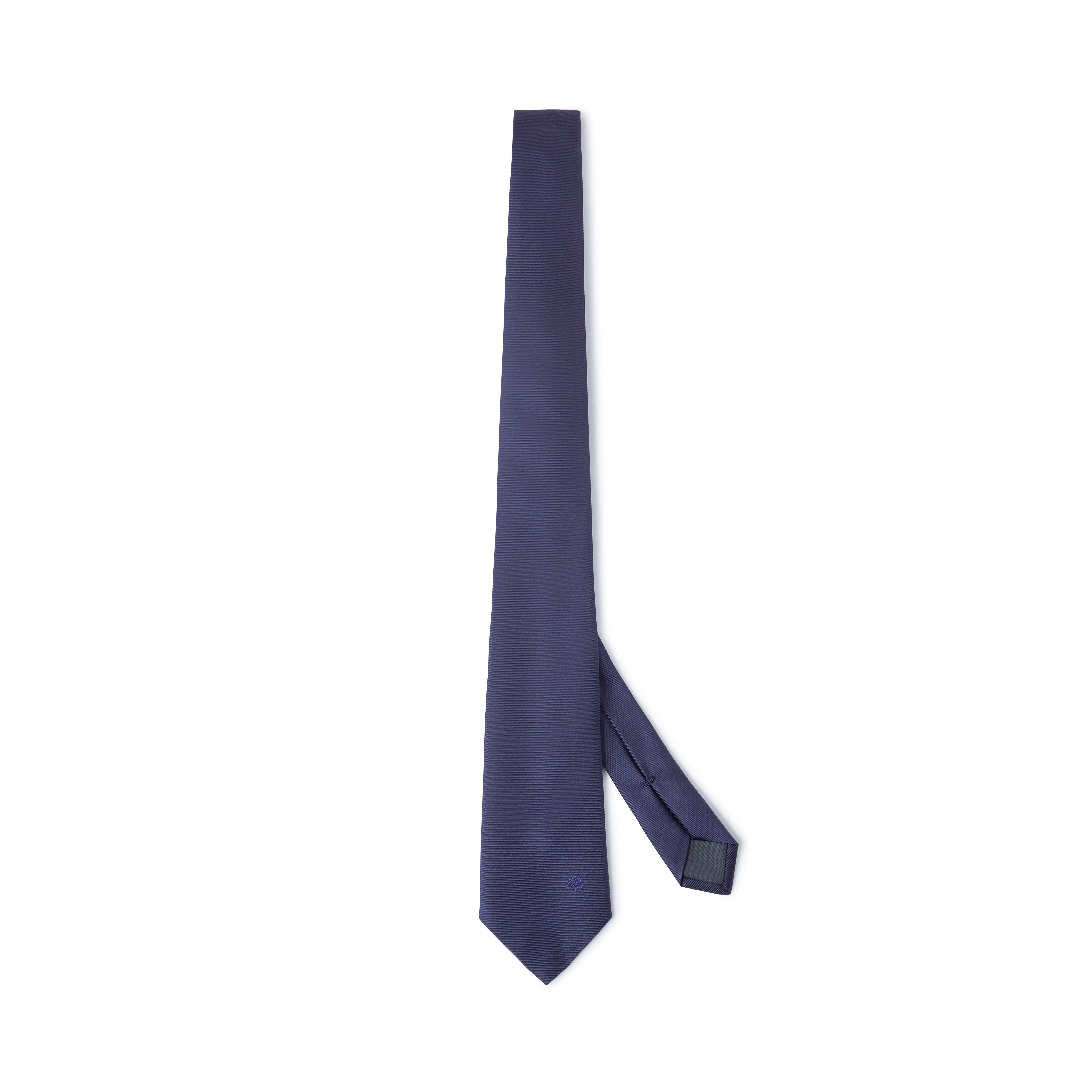 Mulberry Solid Colour & Embroidered Tree Tie In Blue