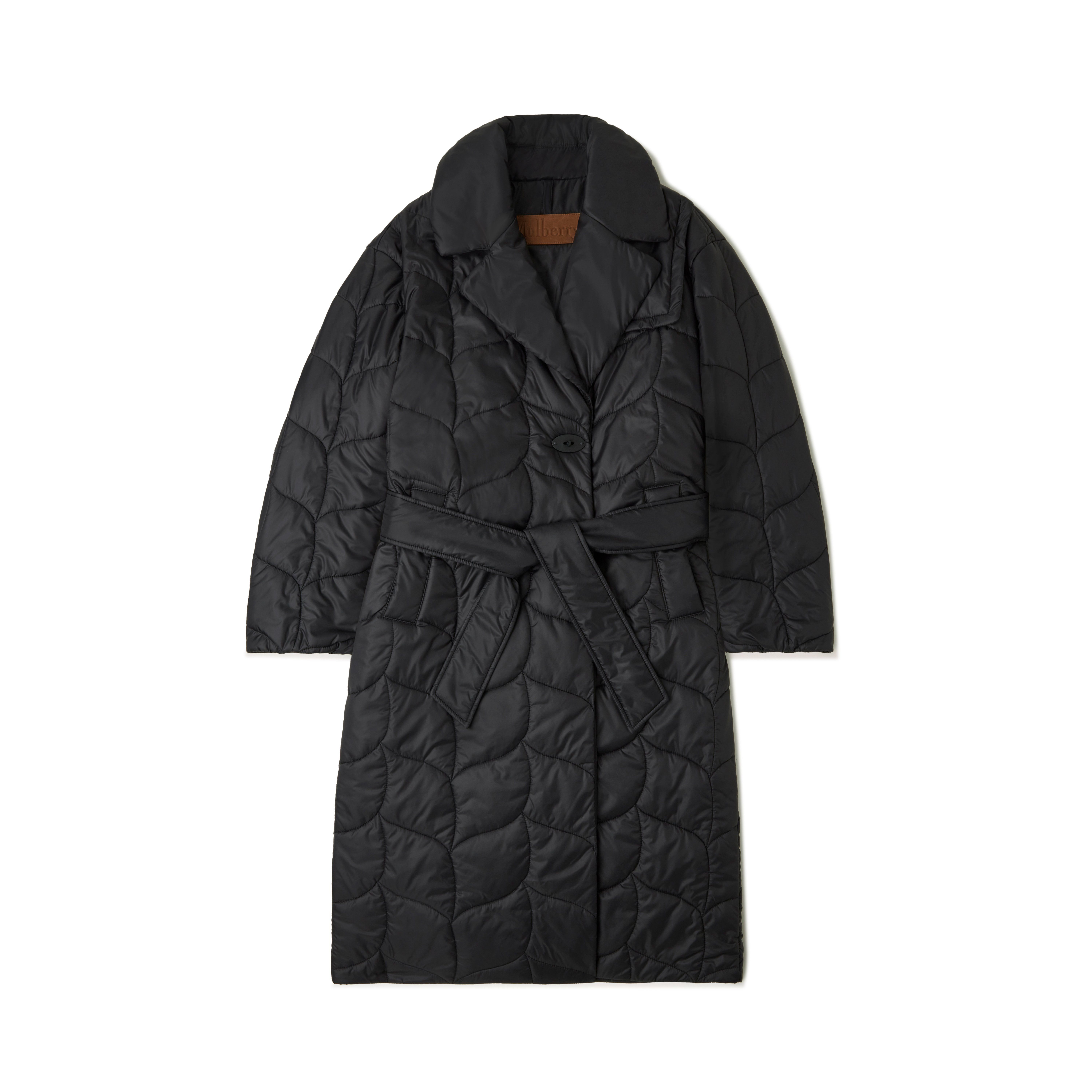 Mulberry Softie Quilted Double Breasted Coat In Black