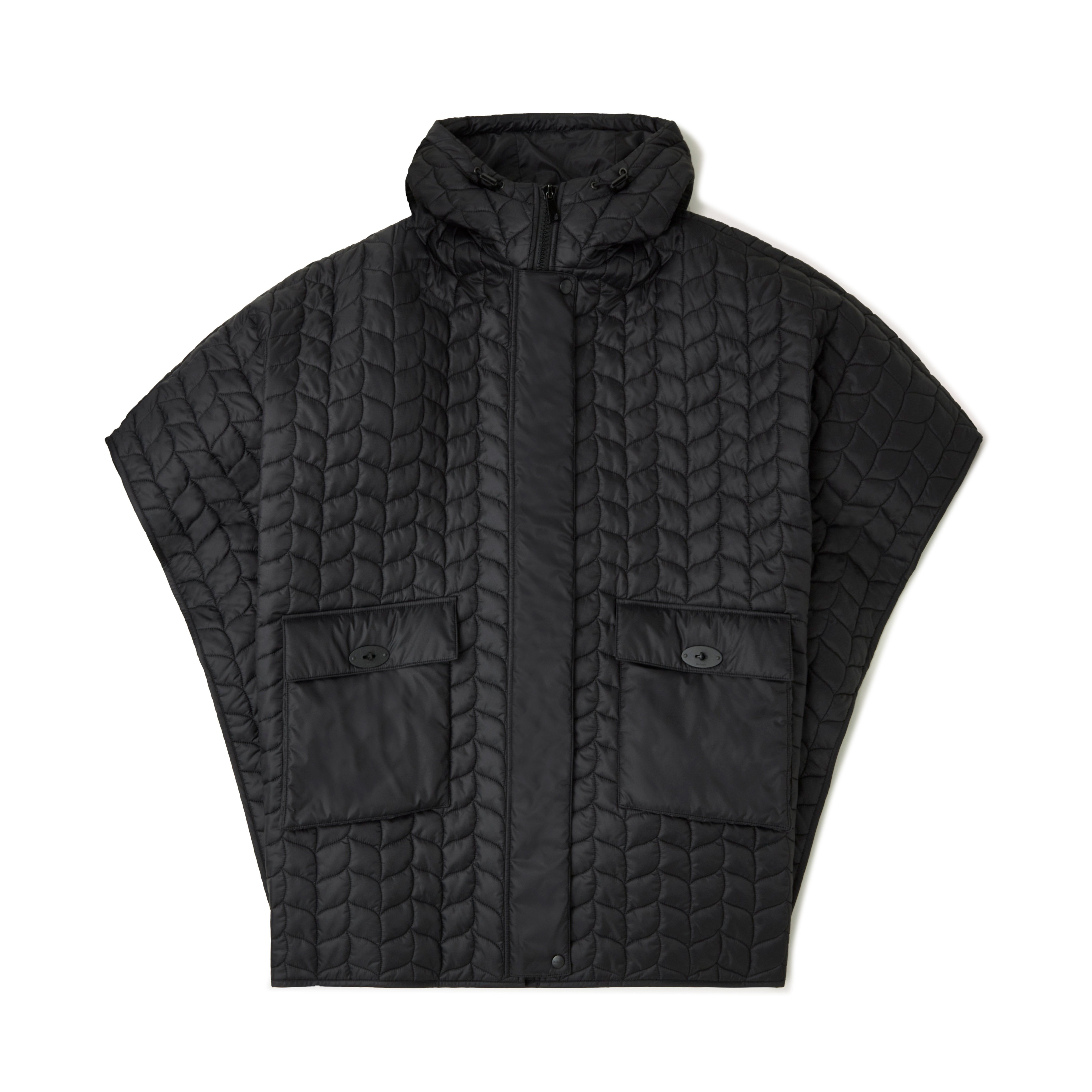 Mulberry Softie Quilted Hooded Cape In Black