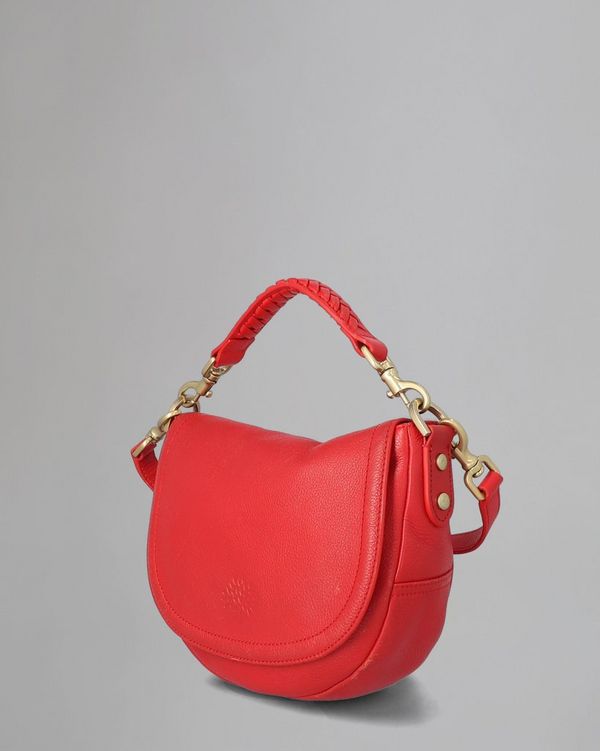 Mulberry | Small Effie Satchel | Pre-Loved | Bright Red Spongy