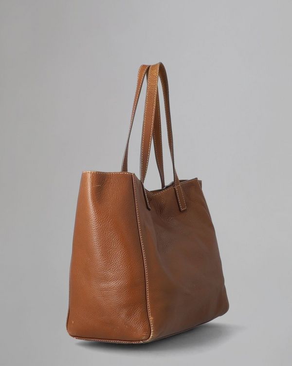 Tessie Tote Pre Loved Oak Small Soft Grain Leather Pre Loved Bags Mulberry