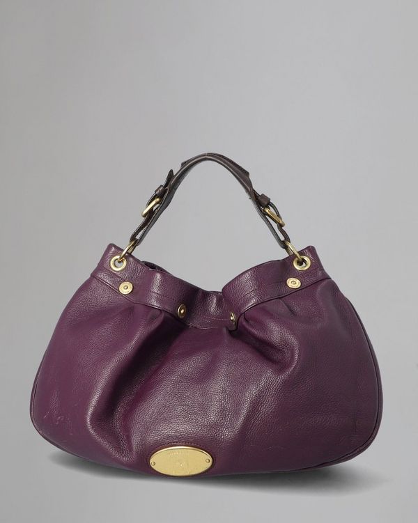 Mitzy East West Hobo Pre Loved Eggplant Pebbled Leather Pre Loved Bags Mulberry