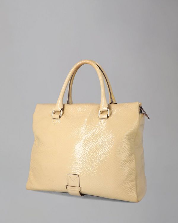 Harriet Tote | Pre-Loved | Pebbled Beige Spongy Patent | Pre-Loved Bags ...