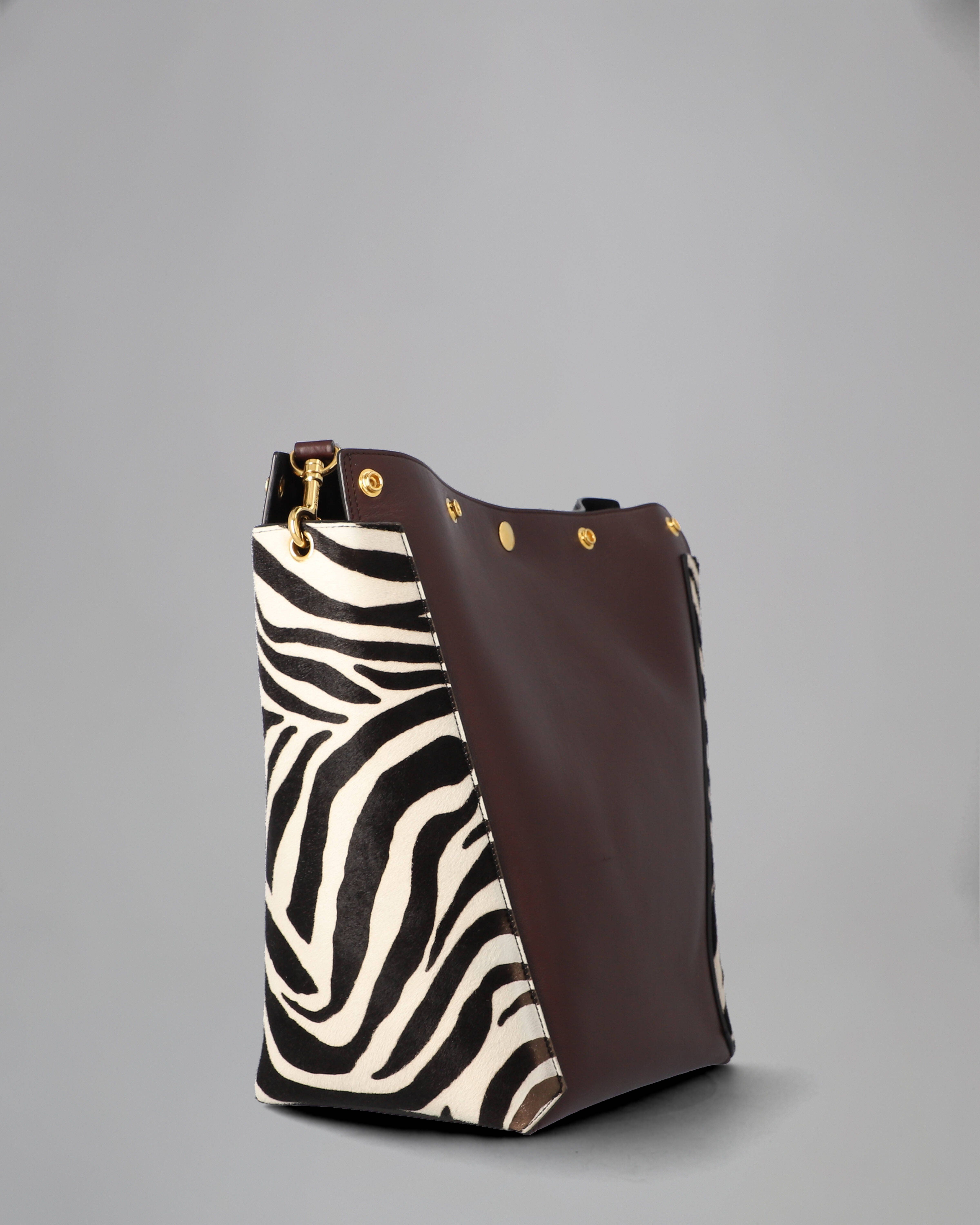 Camden PreLoved Black, White & Oxblood Zebra Haircalf & Smooth