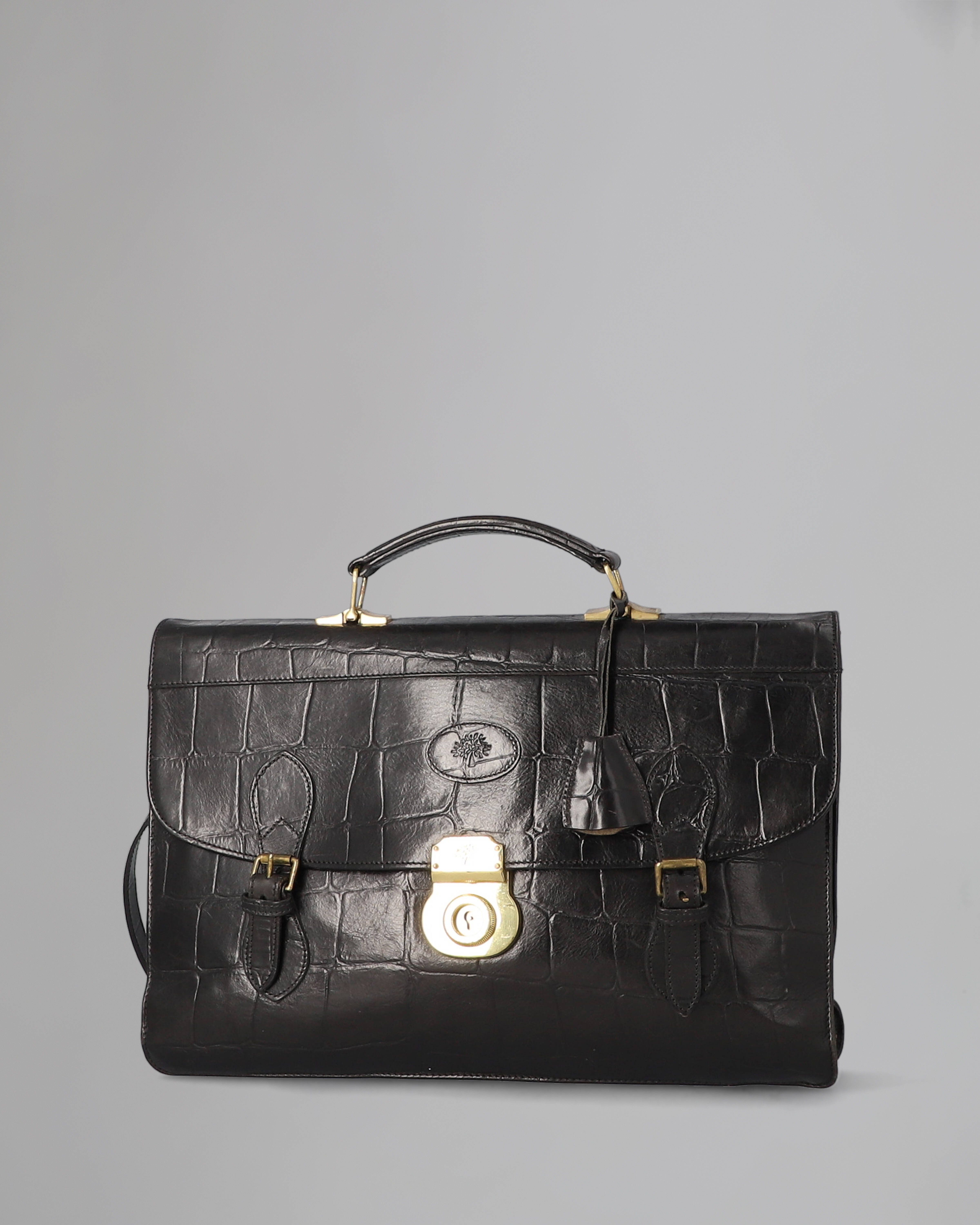 Roger's Briefcase PreLoved Black Congo Leather PreLoved Women's