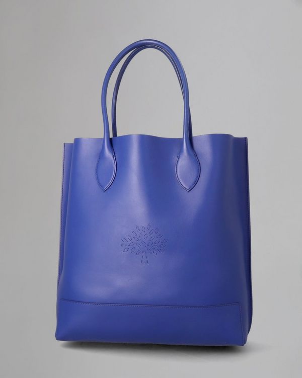 Blossom Tote Pre Loved Neon Blue Calf Nappa Pre Loved Bags Mulberry