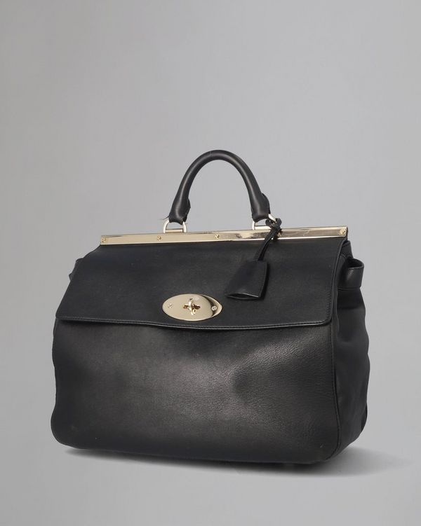 Oversized Suffolk Pre Loved Black Silky Classic Calf Pre Loved Bags Mulberry