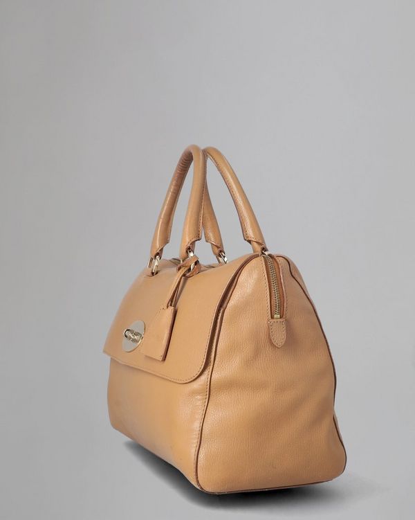 Del Rey Pre Loved Deer Brown Glossy Goat Leather Pre Loved Bags Mulberry