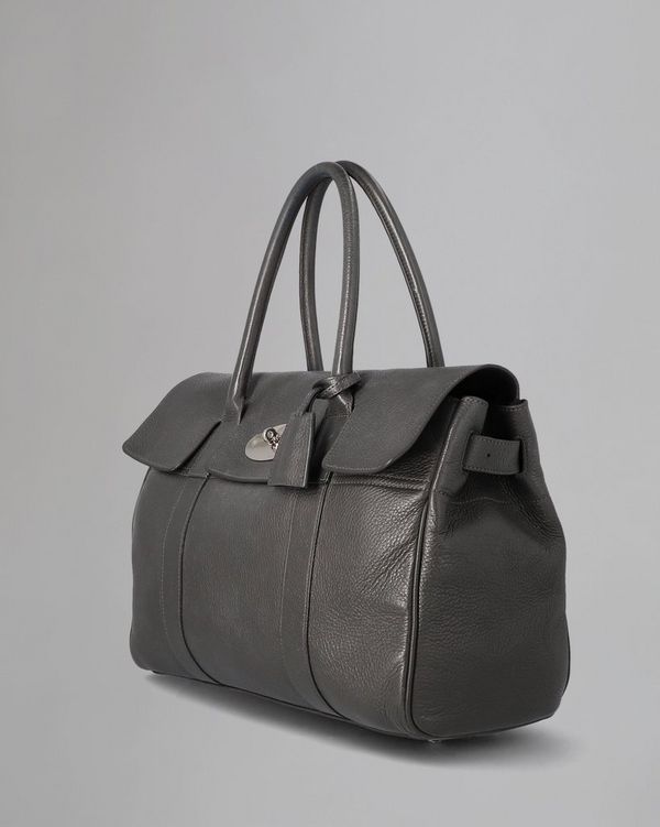 Bayswater Pre Loved Graphite Spongy and Pebbled Leather Pre Loved Bags Mulberry