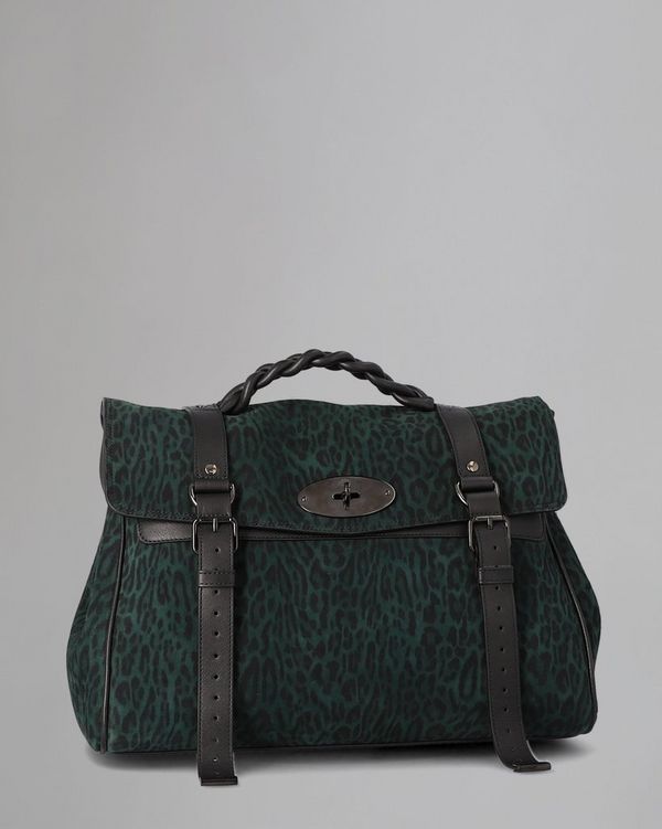 Oversized Alexa Pre Loved Mulberry Green Black Suede Leopard Pre Loved Bags Mulberry