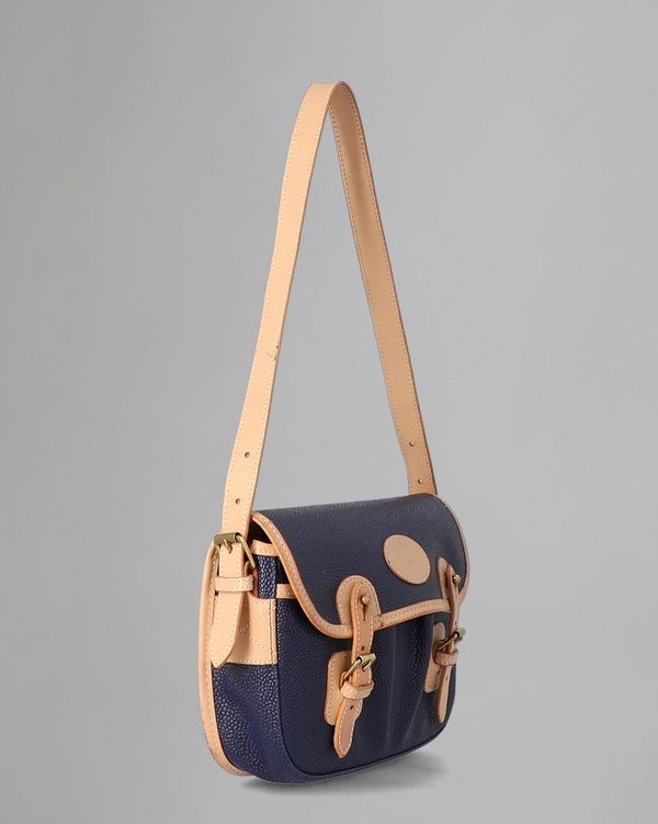 Mini Trout Pre Loved Navy Beige Scotchgrain Pre Loved Bags Mulberry