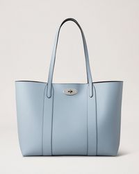 Bayswater Tote Feine klassische Narbung mit Kontrast in Popelin Blau Dark Oxblood Damen Mulberry