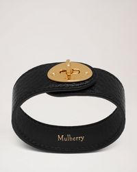 Bayswater Leather Bracelet Black Natural Grain Leather Women Mulberry