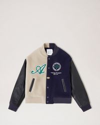 Multi-Patches Mixed Leather Varsity Blouson - Ready to Wear