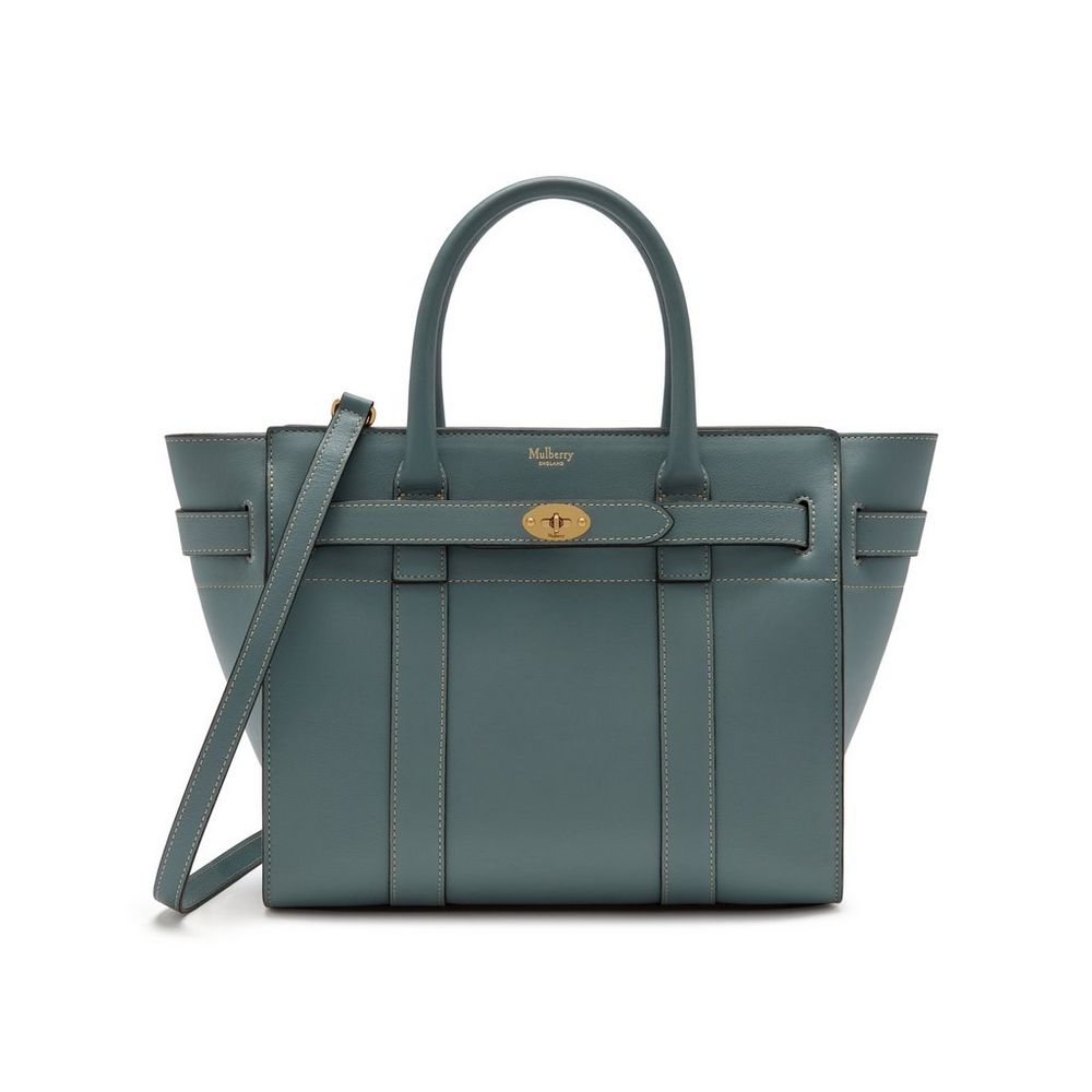 Small Zipped Bayswater | Palm Green Silky Calf | Bayswater | Mulberry