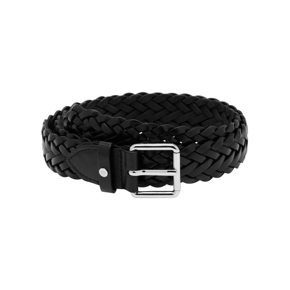 30mm Braided Belt Black Natural Leather Women Mulberry