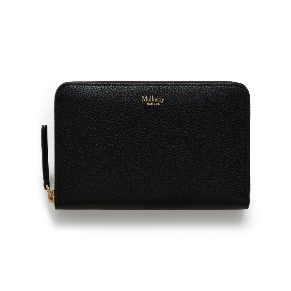 Medium Zip Around Wallet Black Small Classic Grain Women Mulberry