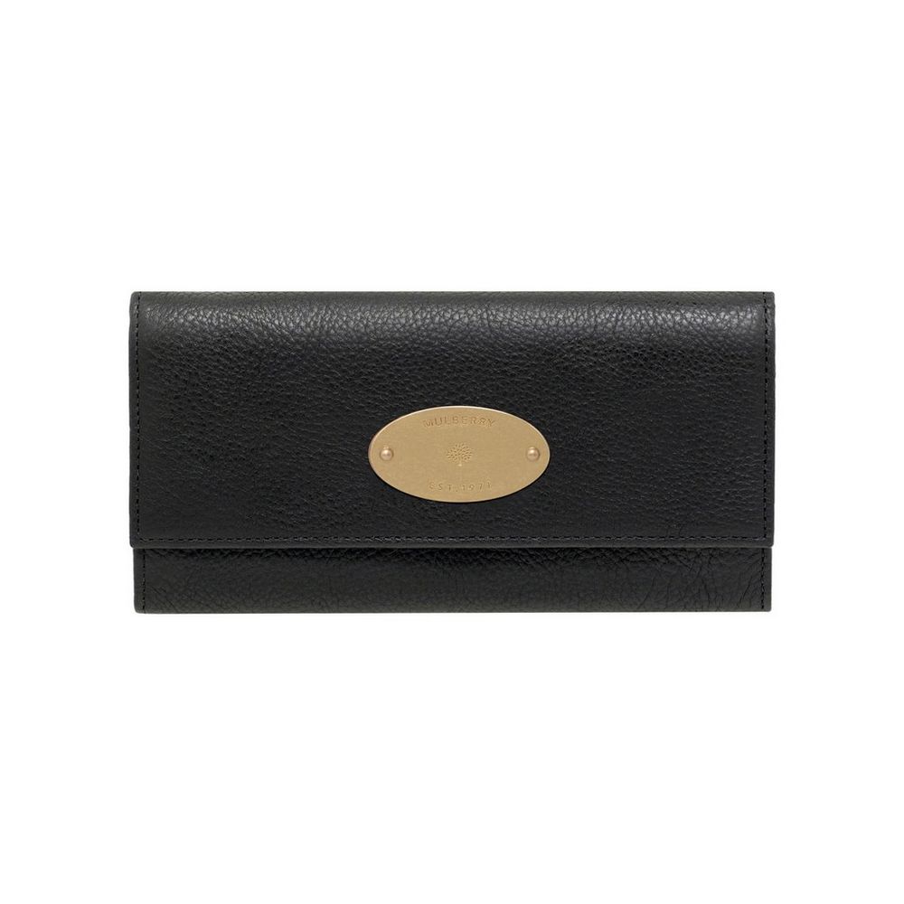 Continental Wallet in Black Natural Leather With Brass | Family | Mulberry